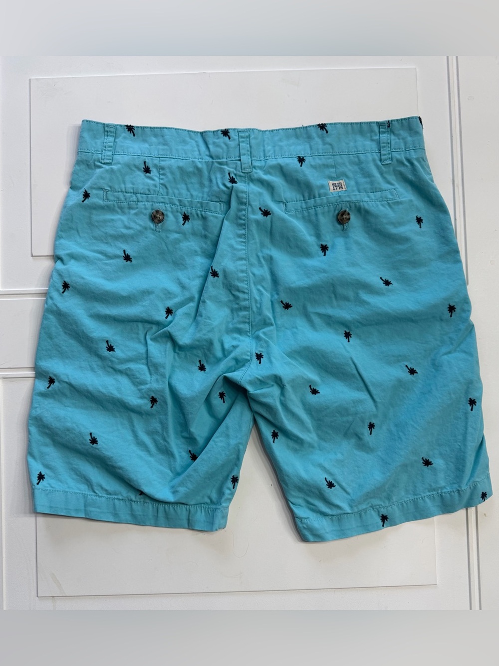 Colours Alexander Julian Men’s Sz 32 Teal Blue Palm Tree Chino Shorts Cotton - Picture 5 of 5